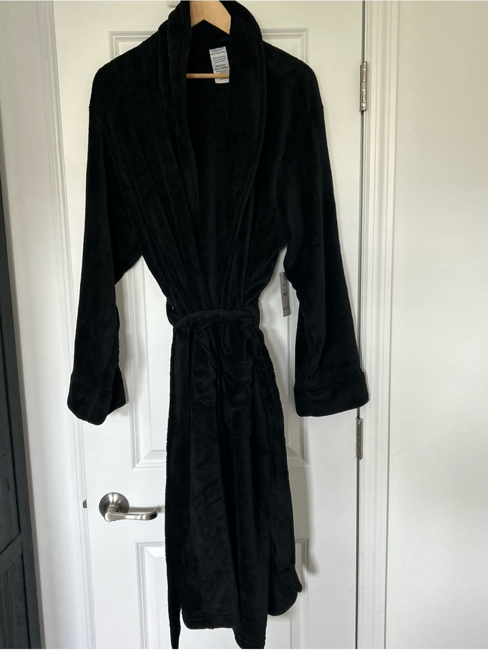 Fruit of the Loom Men's Sleep Soft Fleece Robe, One Size- Black- NWT